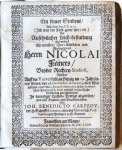 Carpzov, Johann Benedict - Ein feiner Student, Auß dem Sap. IIX, 19,20 (Ich war ein Kind guter Art, etc.) Bey ansehnlicher Leich-bestattung des weiland [...] Nicolai Feiners, Beyder rechten Studiosi [...]. Frankfurt Blasius Ilssner 1675