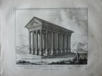 Schenck, Petrus [Pieter Schenk] - Tempel van het Mannelijke Fortuin aan den Tijber 64. Originele kopergravure.