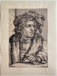 Christoffel van Sichem I (1546-1624), after Hendrik Goltzius (1558-1617) - Antique print, woodcut | Man with plumed hat, published 1607, 1 p.