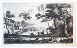 Willem Swidde (1661-1697) and Dirk Dalens II (1657-1687) - [Antique print, etching and engraving] Shepherds with flock passing by a fountain [Set: Verschyde Landschappjes...] (Schaapsherders met kudde bij een fontein), published ca. 1660.