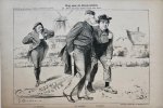 Braakensiek, Johan (1858-1940) - [Original lithograph/lithografie by Johan Braakensiek] Nog eens de Kieswetdeken, of "Wie het lest lacht, lacht het best", 4 Juli 1897, 1 pp.