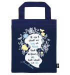  - Kleine boekentas Jane Austen â€“ blauwe katoenen tas met quote
