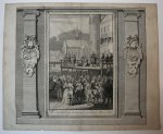 Bernard Picart (1673-1733) - Antique print, etching | 'Johan van Olden Barnevelt binnen 's Gravenhage onthalst'; beheading Johan van Oldenbarnevelt in 1619, published 1730, 1 p.