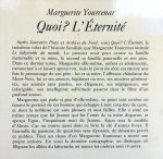 Yourcenar, Marguerite - Quoi? L'Éternité (Ex.1) (FRANSTALIG)