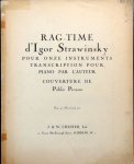 Strawinsky, Igor: - Rag-time pour onze instruments. Transcription pour piano par l`auteur