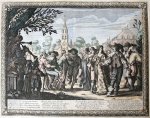 Abraham Bosse (1602-1676) - [Antique print, etching and engraving] Marriage procession (Set title: Le Mariage à la campagne)/Huwelijksceremonie. c. 1633.