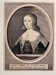 After Boulonois, de E. - [Antique engraving, female artist, ca 1682] Portrait print of Anna Maria van Schurman (Schuurman, Schurmans), after E. de Boulonois, first female student in The Netherlands, poet and artist, published around 1682, 1 p.