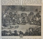 after William Hogarth (1697-1764) - [Antique print, game, engraving] Hahnengefechte (Hanengevecht, cockfight), published c. 1890.