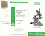  - Olympus microscopen, reclamevouwblad. 1969.  Illustraties in z/w