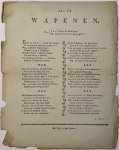  - Dutch song, vaderlandsche liederen 1786 | Gedicht 'Aen de wapenen' ondertekend door Arnoldus Soek, 4o, 1786, 1 p.