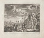 Simon Fokke (1712-1784) - [Antique print, etching, The Hague] 'Het lyk van Gillis van Ledenberg, buiten s'Gravenhage in een kist opgehangen, A[nno] 1619'; Gillis van Ledenberg hanged, 1619, published 1776.