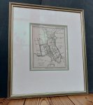 Jacob Kuyper (tekenaar) - originele kaart gemeente Zaandam ingelijst afkomstig uit de De Gemeente-Atlas van Nederland Suringar te Leeuwarden 1865-1869