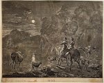 Johannes Visscher (1633/34-1712), after Nicolaes Berchem (1621/22-1683); published by Justus Danckertsz (1635-1701) - Antique print, etching and engraving I Nox (Nacht scene), published ca. 1680, 1 p.
