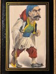 Joseph Scholz (fl. 1850-1880) - Framed lithography, satire | The Greek man (de Griekse man), published by Joseph Scholz, ca. 1860, 1 p.