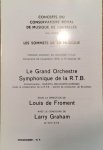Bruxelles: - [Programmheft] Le Grand Orchestre Symphonique de la R.T.B. sous la direction de Louis de Fromont avec le concours de Larry Graham, pianiste