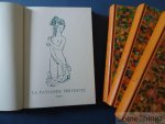 Restif de La Bretonne, Nicolas-Edmé (en illustratoren: Siaens, Davilmare, L. Sebregts, Jacques van Melkebeke; ornements par Désiré Acket) - La paysanne pervertie ou Les dangers de la ville : Histoire d'Ursule R***.  [8 parties dans 4 tomes]