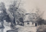 Leeuwen, Van, M.H. - Lithography/litografie: Riverside cottage (cottage bij een rivier).