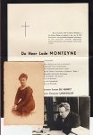 MONTEYNE, Lode - Overlijdensbericht met collectie ander drukwerk en foto's.