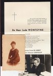 MONTEYNE, Lode - Overlijdensbericht met collectie ander drukwerk en foto's.