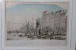 Rotterdam: - 5 ingelijste originele, oude prenten van Rotterdam, waarvan 3 handgekleurd.
