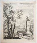 Albert Meyering (1645-1714) - [Antique print, etching and engraving] Landscape with a cart and a monument, published ca. 1695-1714, 1 p.