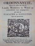 Convoluut van 19 pamfletten uit periode 1687-1748 - Recueil van alle de placaten, ordonnantien [...] betreffende de admiraliteyten, convoyen, licenten en verdere Zeesaaken