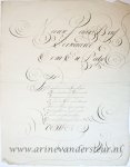  - [Nieuwjaarswensch, Nieuwe jaars Brief / New Year Wishes 1780] N. Volene(?). Calligraphic wish card, ca. 1780, 1 p.