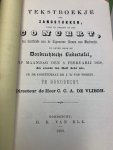  - Tekstboekje der zangstukken voor te dragen op een concert ten voordeele van de Algemeene Armen van Dordrecht, te geven door de Dordrechtsche Liedertafel, op maandag den 8 Februarij 1858 des avonds van half acht uur in de concertzaal bij J.D. v...