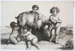 Hollar, Wenzel (1607–1677) after Avont, Pieter van (1600-1652) - [Antique print, etching] Four boys, a young satyr and a goat, 1647.