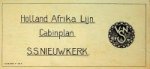 VNS - Holland Afrika Lijn Cabinplan s.s. Nieuwkerk