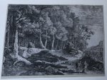 Unknown master, after Herman van Swanevelt (1603/04-1655) - Antique print, etching | Peasants by a stream (without margins), published ca. 1650, 1 p.