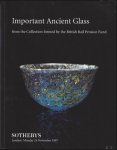 SOTHEBY'S - Important Ancient Glass: From the collection formed by the British Rail Pension Fund. Sotheby?s London, England. Auction catalogue.  (24th November) - .