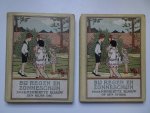 Blaauw, Henriëtte & M. Morris. - Bij regen en zonneschijn. Een verzameling verhalen, versjes, kunstjes, raadsels, knutselwerkjes, spelletjes, enz., enz. Op den uitkijk/ Een blijde dag. 2 delen.