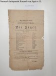 Iffland, August Wilhelm, Johann Wolfgang Goethe und  Hof-Theater Weimar: - Theaterzettel mit Besetzungsliste : "Die Jäger" :Sonnabend den 7ten May 1791 :