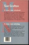 Grafton Sue .. Vertaling : Wim Holleman  met omslagontwerp : Stef Verbrarken - M staat voor Misdaad N staat voor Nekslag. De eigenaar van een van de grootste bouwbedrijven van Californië is overleden en laat een fortuin na. Zijn vier zonen zijn de erfgenamen, maar een van hen is achttien jaar geleden het huis uitgezet