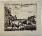 Adriaen van de Velde (1636-1672) - Antique print, etching | Recumbent goats (liggende geiten door Adriaen van de Velde), published ca. 1657, 1 p.