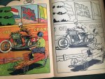  - colouring book with 6 full page illustrations in colour of a bicycle, horse wagon, scooter, motorbike, helicopter, airplane.