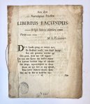 Anonymus Batavus - [Friesland, [ca 1745]] Aan den Vervolgden Friessen Liberius Facundus – Religio Sanctas dilaniata comas Flevit, M: A: Flaminius, Dit Vaers is te bekoomen te Harlingen by vander Plaats, Haerlem vander Vinne (…) Zaandam Ketel enz, [Te bekoomen te...