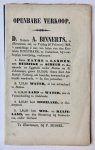 [VEILINGBOEKJE ONROEREND GOED] - [Veilingboekje betreffende onroerend goed Rottum en SintJohannesga, Friesland] Openbare verkoop Zathe en landen onder Rottum en St. Johannesga, Notaris A. Binnerts te Heerenveen, F. Hessel te Heerenveen 1858, 15 pp.