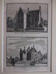 Wassenaar. - Het Huis te Rouwkoop onder Voorschoten van agteren, 1738/ Het Huis te Raaphorst onder Wassenaar van agteren, 1738.