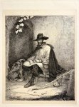Jacobus Ludovicus Cornet (1815-1882) - [Antique print, etching] Resting traveller (rustende reiziger), published 1853, 1 p.