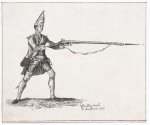 Captain William Baillie (1723-1810) - Antique print, etching | Spectamur Agendo / Soldier with a baionet, published 1753, 1 p.