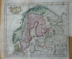 Jager, J. van - Nieuwe kaart van van Noorwegen Zweden Denemarken en een gedeelte van Rusland. Originele kopergravure.