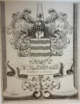  - [Coat of Arms Kaspar Hend. Selkart] Familiewapen uit de rand van een 18e eeuwse kaart Kaspar Hendrik Selkart, gravure door A. Vaillant.
