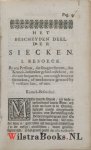 Schuts, Jacobus J.S.K.B. (Jacobus Schuts Kranken Bezoeker) - Het bescheyden deel der siecken, ofte Een onderwysing, hoe yder siecken na sijn staet behoort behandelt te worden, op datse op de rechte-gronden, de vertroosting des H. Geests mochten ontfangen; en op een goeden weg ter heerlijkheyt ingeleydt ...