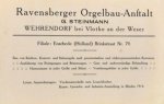 Steinmann, G.: - [Firmenbroschüre] Ravensberger Orgelbau-Anstalt G. Steinmann