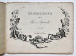 HERVORMDE SYNODE 1849 - [Theology, Reformed Church, 1849] Handelingen der Herv. Sijnode 18-49, Zaltbommel, Joh. Noman & Zn 1849. Kartonnen omslag, 4° oblong, met als inhoud vier litho's, elk 22x31 cm, één titelpagina en 3 bladen met humoristische tekeningen.