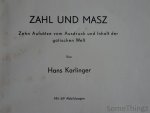 Karlinger, Hans. - Zahl und Masz. Zehn Aufsätze vom Ausdruck und Inhalt der gotischen Welt.