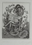 Metzler, Hansjörg. - Exlibris voor Birgit Göbel. Metzler, Hansjörg. - Exlibris voor Birgit Göbel.