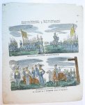  - Centsprent: Nederlandsche heldenscharen / Die bij hun beleid en moed, / Juistheid in beweging paren, / Ziet gij in deez' heldenstoet. F.